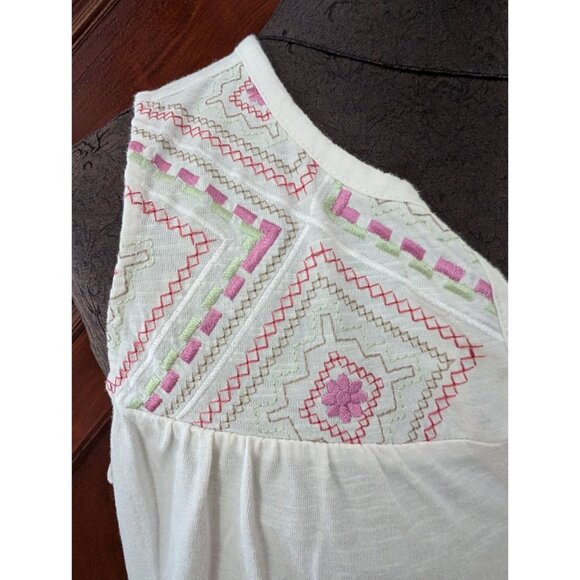 Bit & Bridle Womens White Embroidered Sleeveless Top Size M - Picture 2 of 7